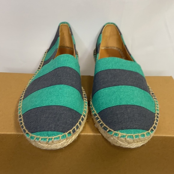 J Crew Striped Canvas Espadrilles Navy Kelly - Picture 3 of 6